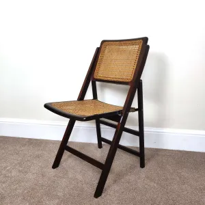 Mid Century Folding Rattan Chair, Vintage Retro Cane Dining Chair