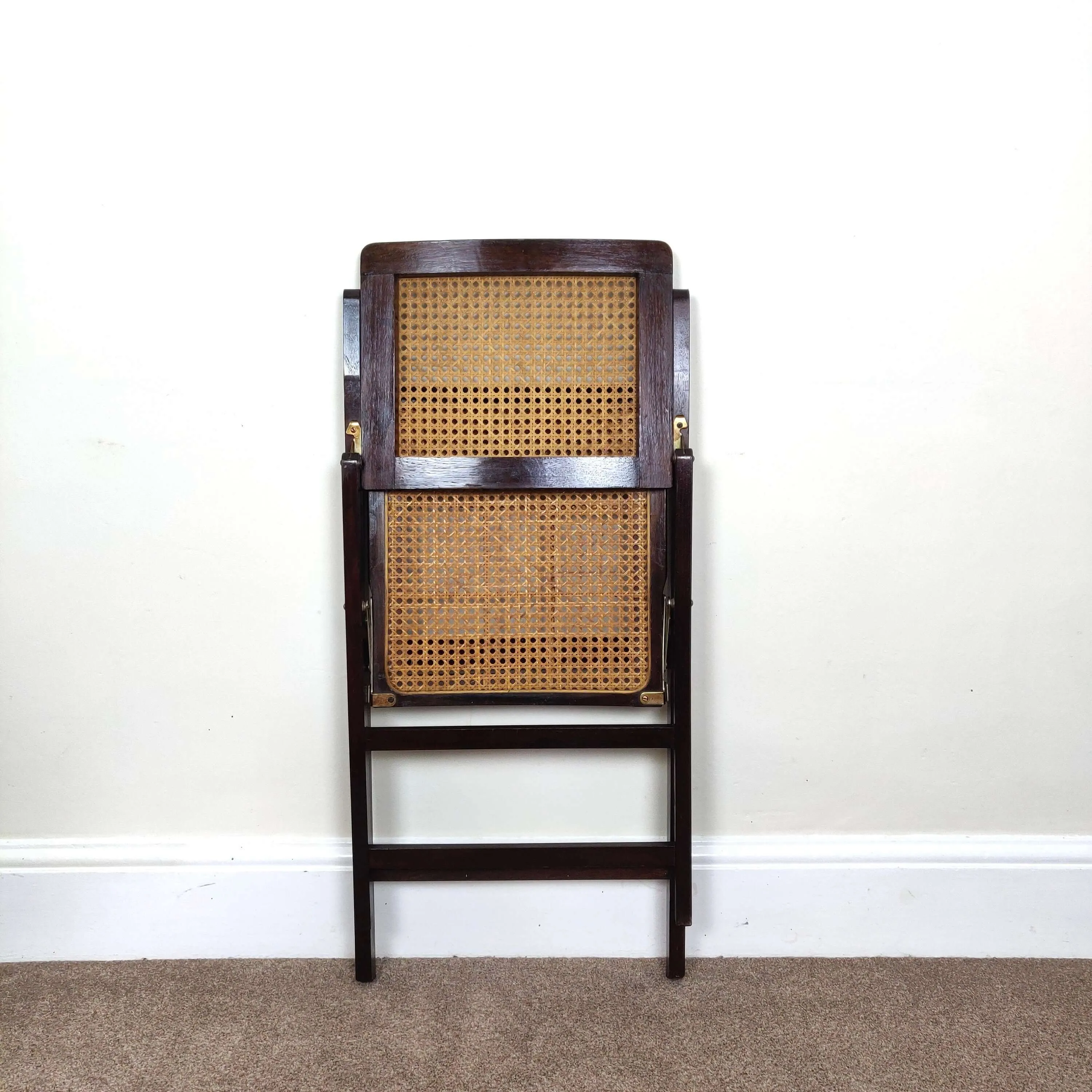 Mid Century Folding Rattan Chair, Vintage Retro Cane Dining Chair