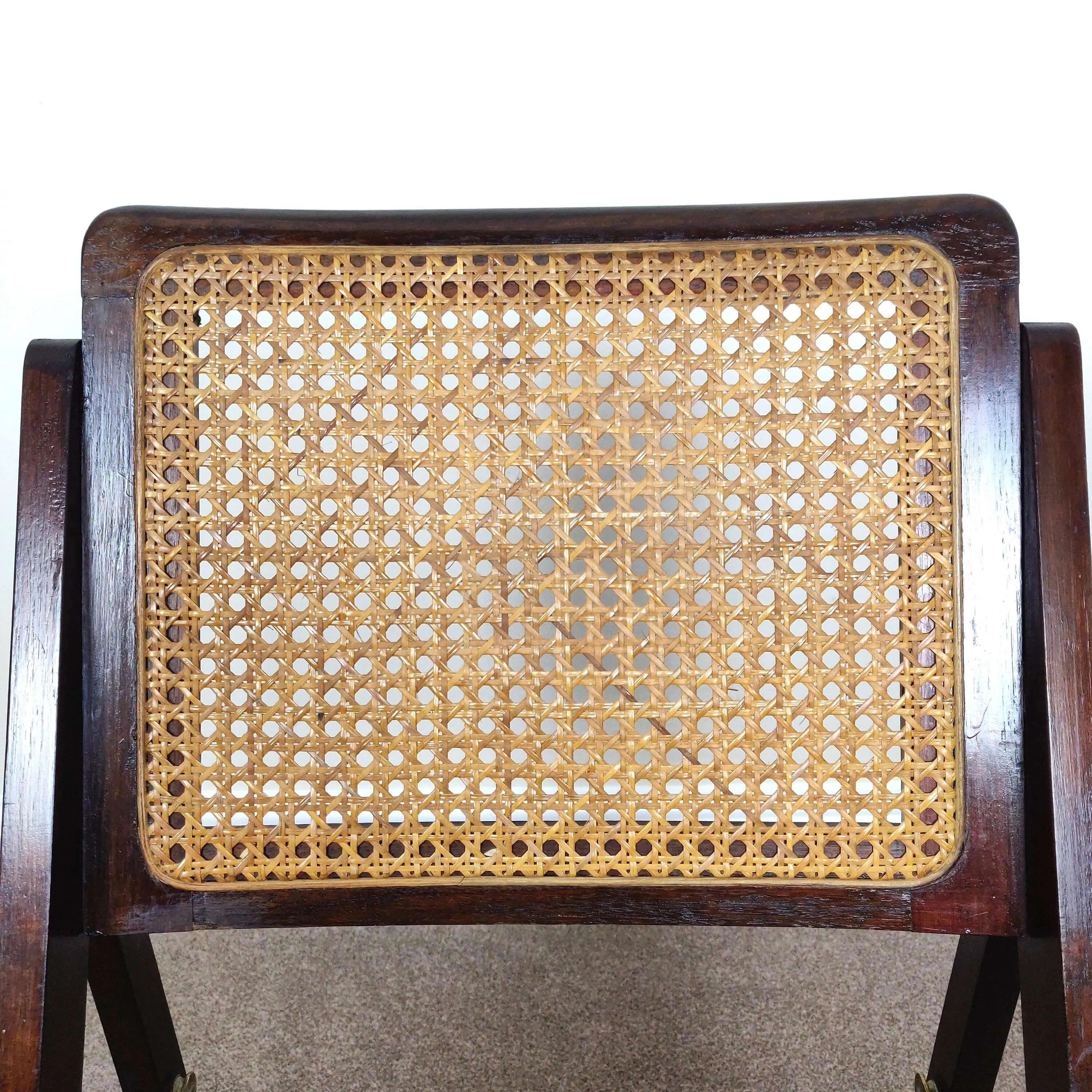 Mid Century Folding Rattan Chair, Vintage Retro Cane Dining Chair