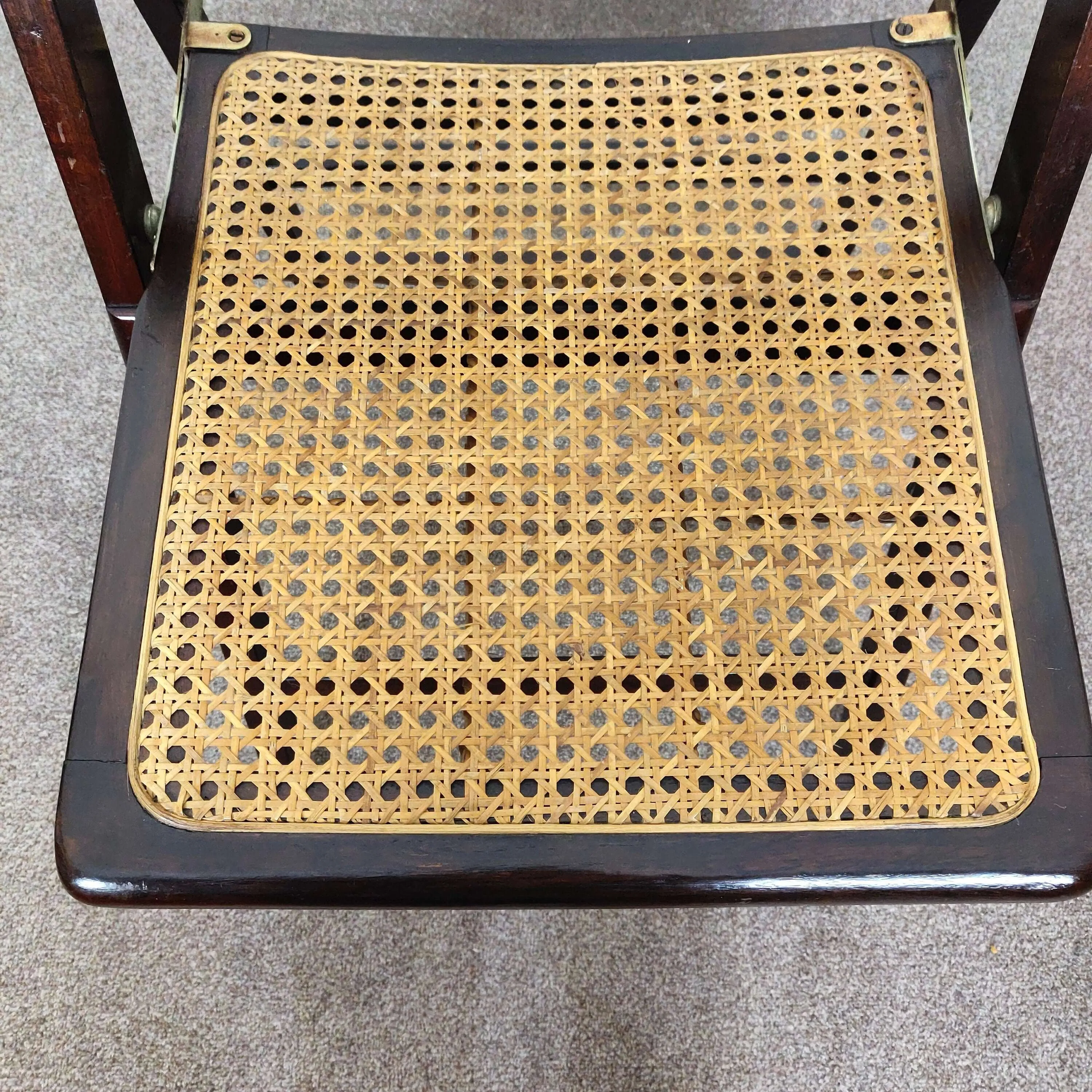 Mid Century Folding Rattan Chair, Vintage Retro Cane Dining Chair
