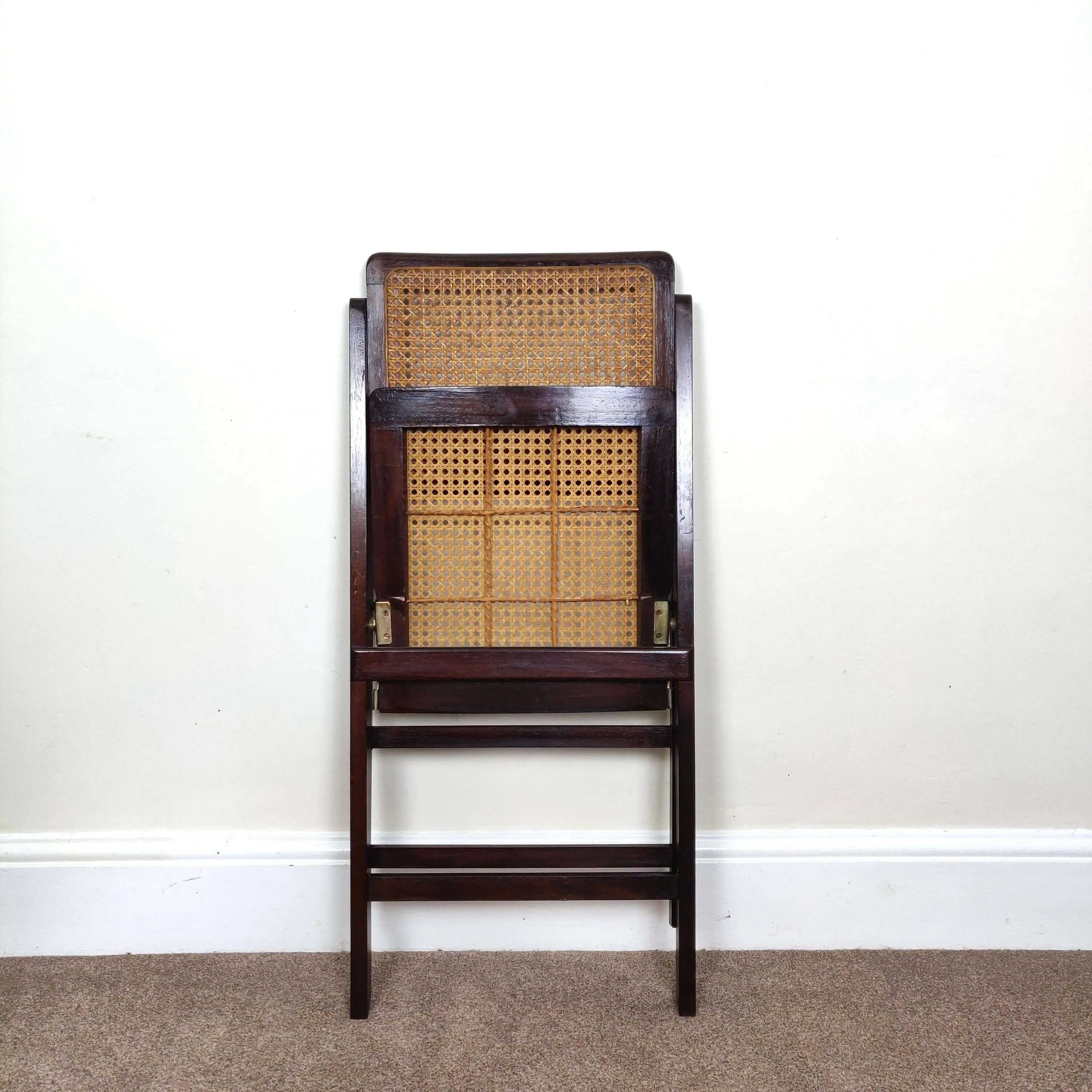Mid Century Folding Rattan Chair, Vintage Retro Cane Dining Chair