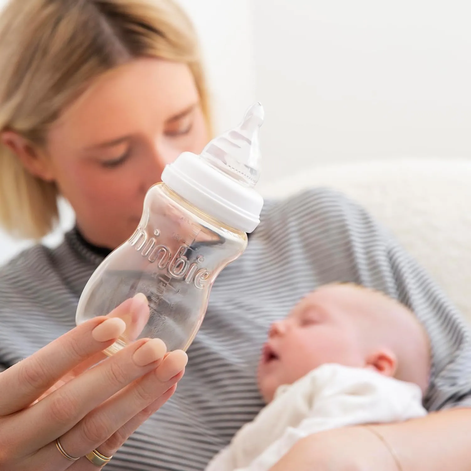 Minbie Newborn Breastfeeding Baby Bottle - Anti Colic & Reflux, BPA Free PPSU