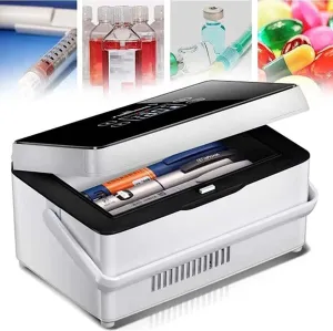 Mini Drug Refrigerator, Medication Insulin Portable Cooler Intelligent Fridge with Large Refrigeration Space for Medical Cooler Bag for Travel (Color : 2 Batteries)