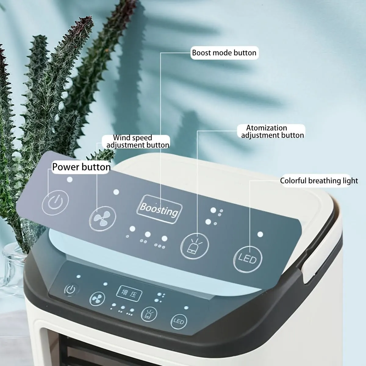 Mini Evaporative Air Cooler with Misting – USB Powered 3-Speed Personal Fan