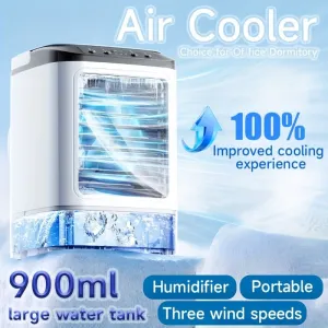 Mini Evaporative Air Cooler with Misting – USB Powered 3-Speed Personal Fan