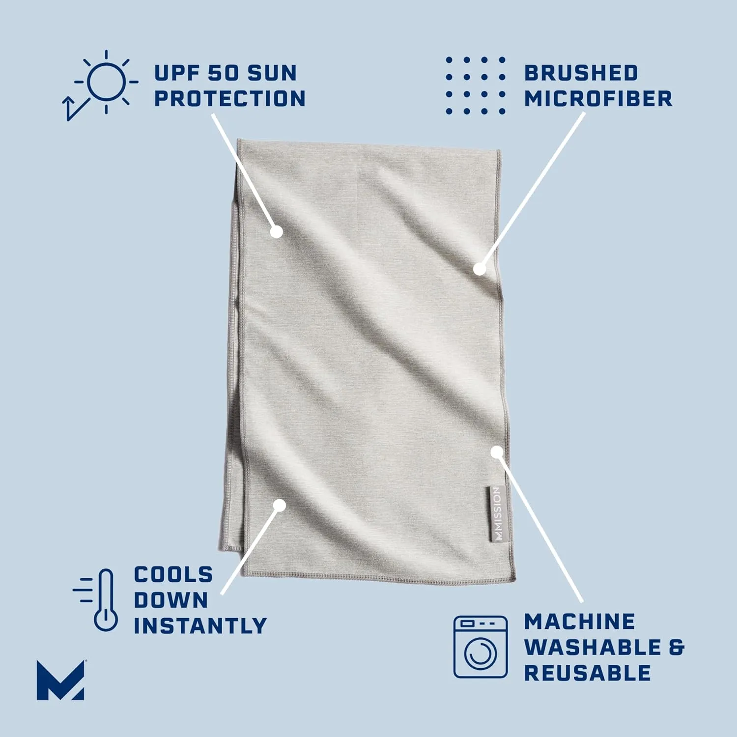 MISSION Original Cooling Towel - Soft, Durable Microfiber - Cools Up to 2 Hours - UPF 50 Sun Protection - Machine Washable
