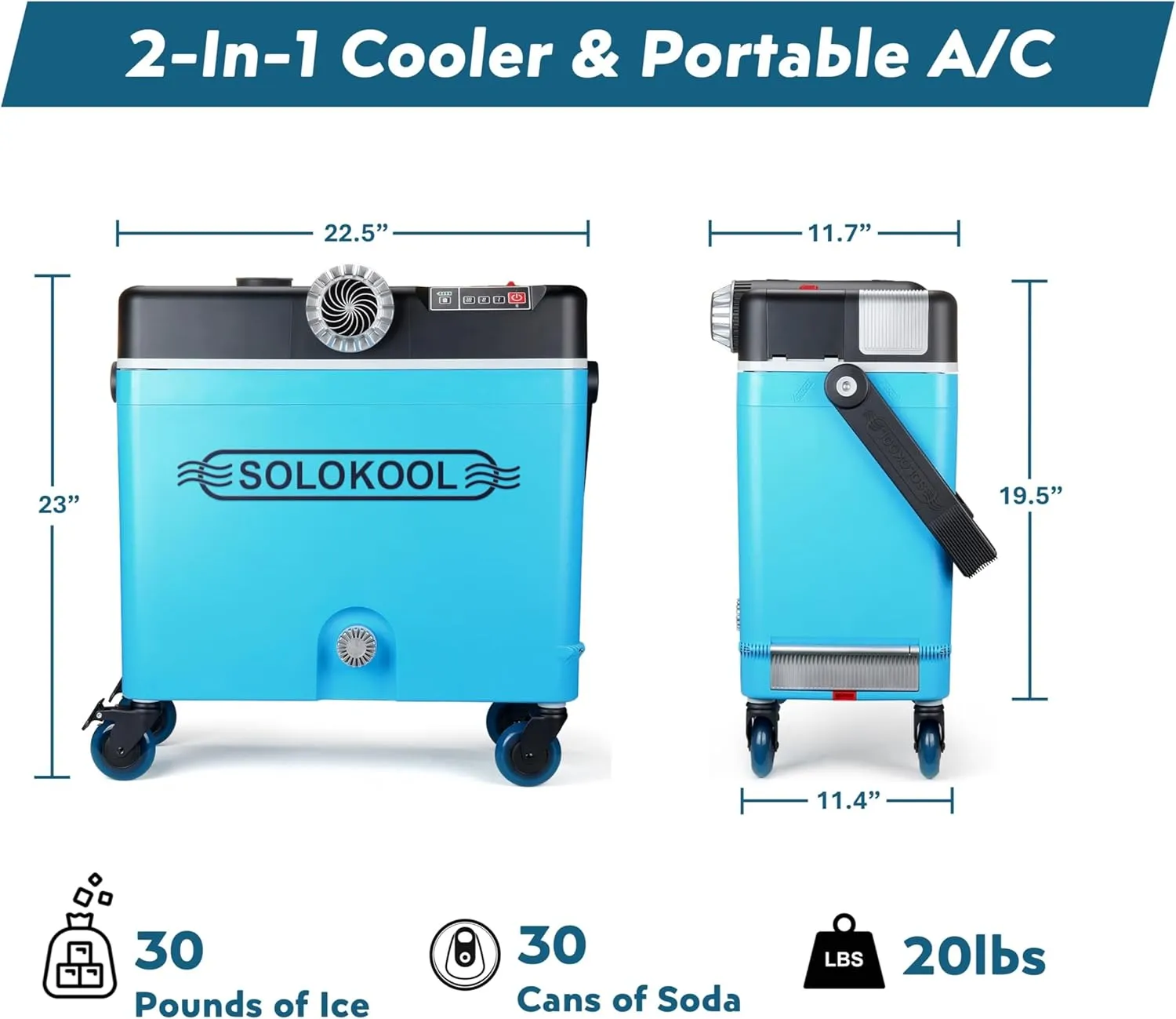 Model V - Injection Molded Cooler & Portable Air Conditioner, 2-In-1 Design