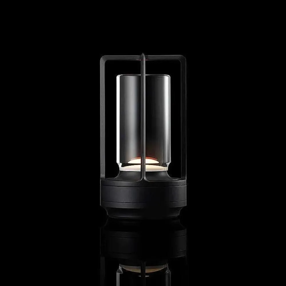 Modern Rechargeable LED Lantern with Flame Simulation & Metal Frame