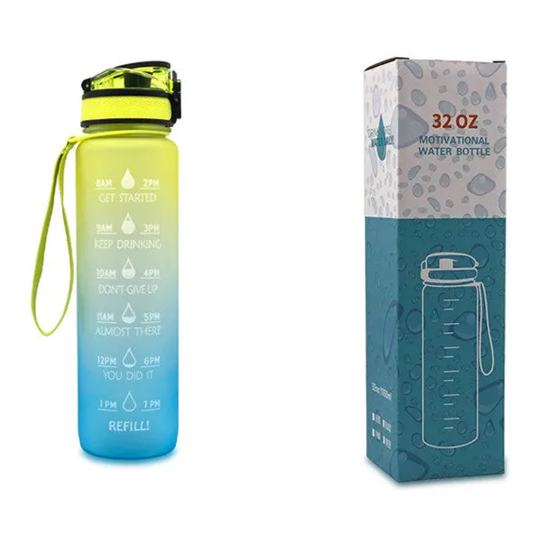 Motivational Tritan Water Bottle – Time Marker & Bounce Cover Sports Bottle