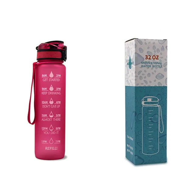 Motivational Tritan Water Bottle – Time Marker & Bounce Cover Sports Bottle