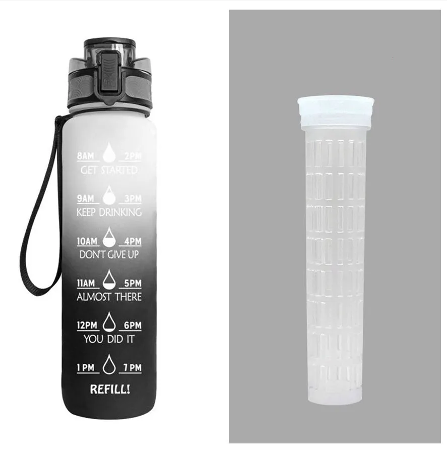 Motivational Tritan Water Bottle – Time Marker & Bounce Cover Sports Bottle