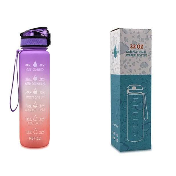 Motivational Tritan Water Bottle – Time Marker & Bounce Cover Sports Bottle