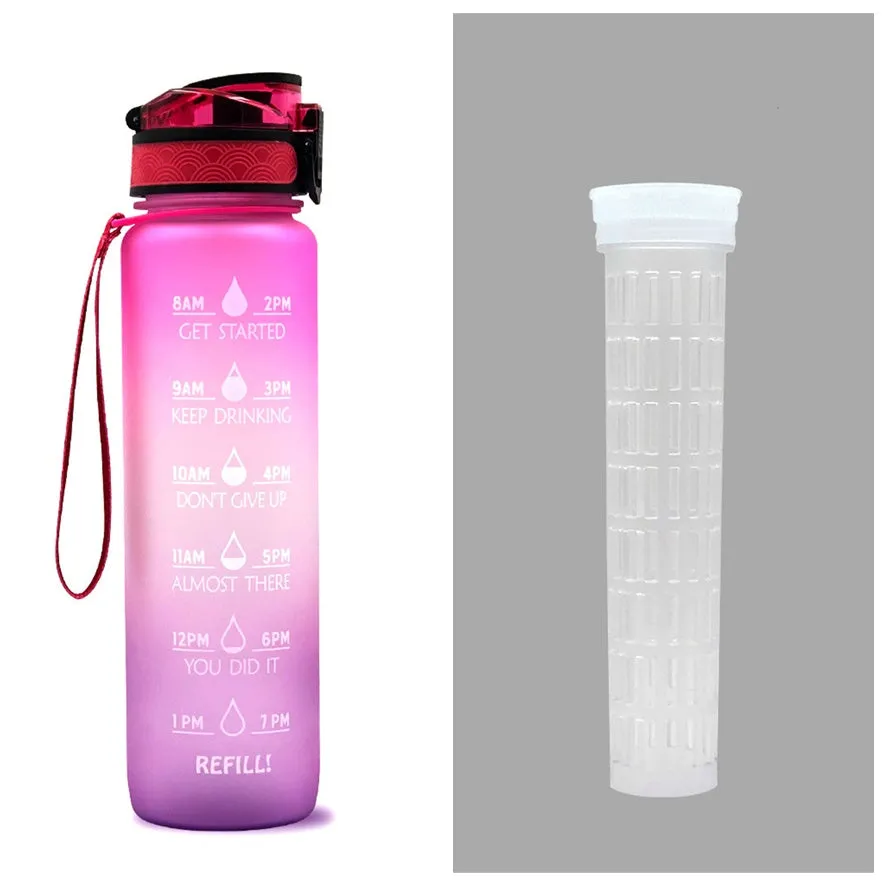 Motivational Tritan Water Bottle – Time Marker & Bounce Cover Sports Bottle