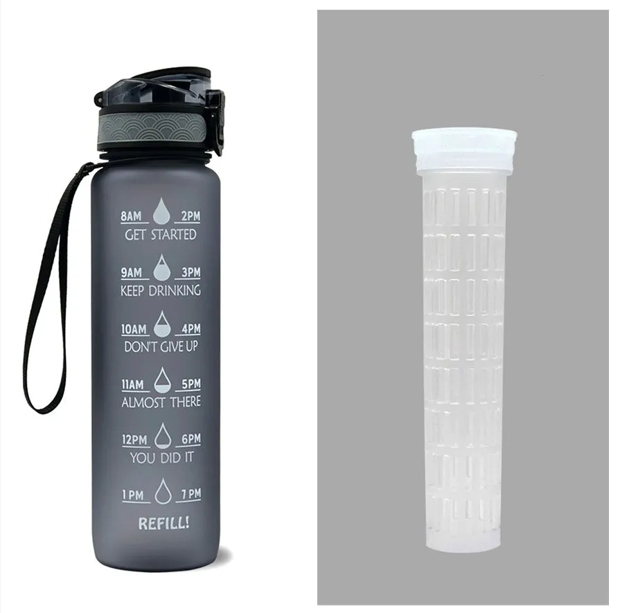 Motivational Tritan Water Bottle – Time Marker & Bounce Cover Sports Bottle