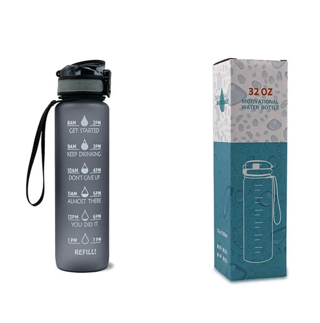 Motivational Tritan Water Bottle – Time Marker & Bounce Cover Sports Bottle
