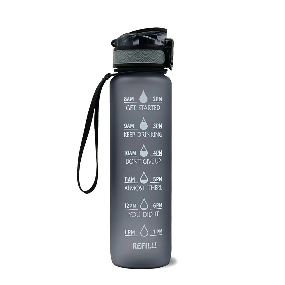 Motivational Tritan Water Bottle – Time Marker & Bounce Cover Sports Bottle
