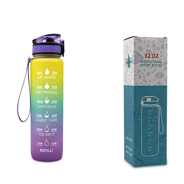 Motivational Tritan Water Bottle – Time Marker & Bounce Cover Sports Bottle