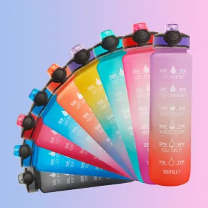 Motivational Tritan Water Bottle – Time Marker & Bounce Cover Sports Bottle