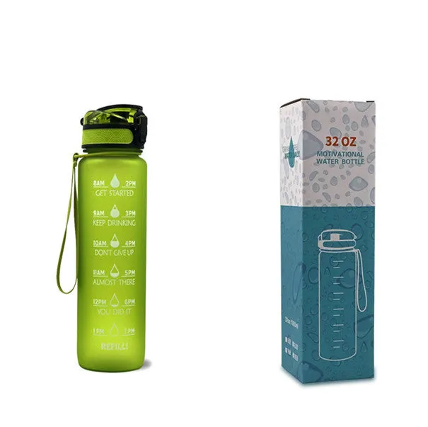 Motivational Tritan Water Bottle – Time Marker & Bounce Cover Sports Bottle