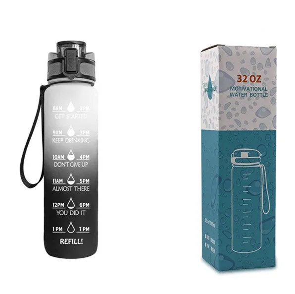 Motivational Tritan Water Bottle – Time Marker & Bounce Cover Sports Bottle