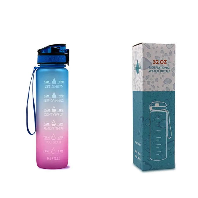 Motivational Tritan Water Bottle – Time Marker & Bounce Cover Sports Bottle