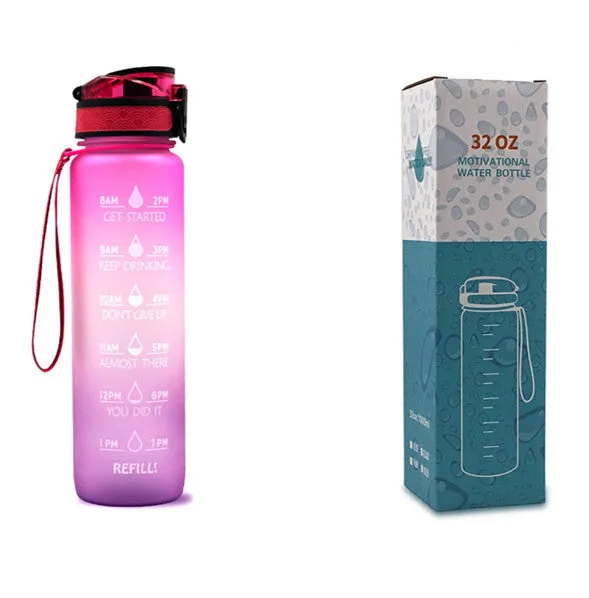 Motivational Tritan Water Bottle – Time Marker & Bounce Cover Sports Bottle