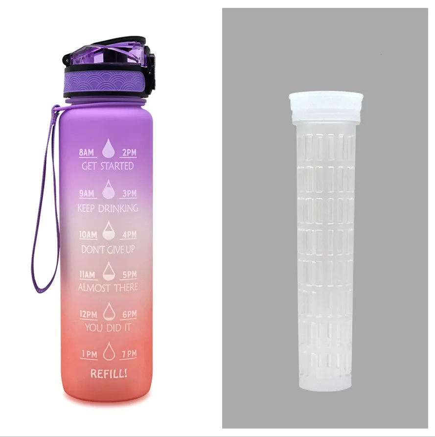 Motivational Tritan Water Bottle – Time Marker & Bounce Cover Sports Bottle