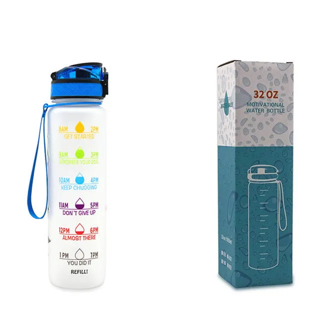 Motivational Tritan Water Bottle – Time Marker & Bounce Cover Sports Bottle