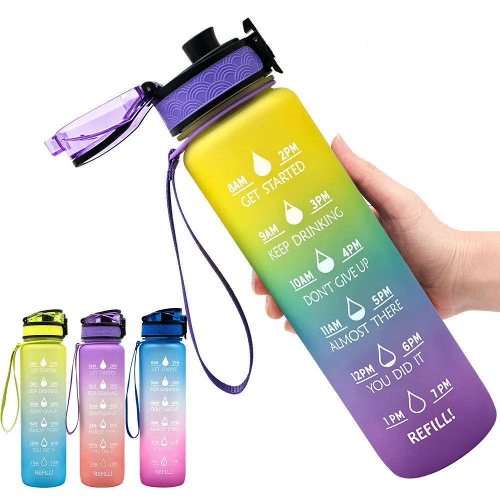 Motivational Tritan Water Bottle – Time Marker & Bounce Cover Sports Bottle