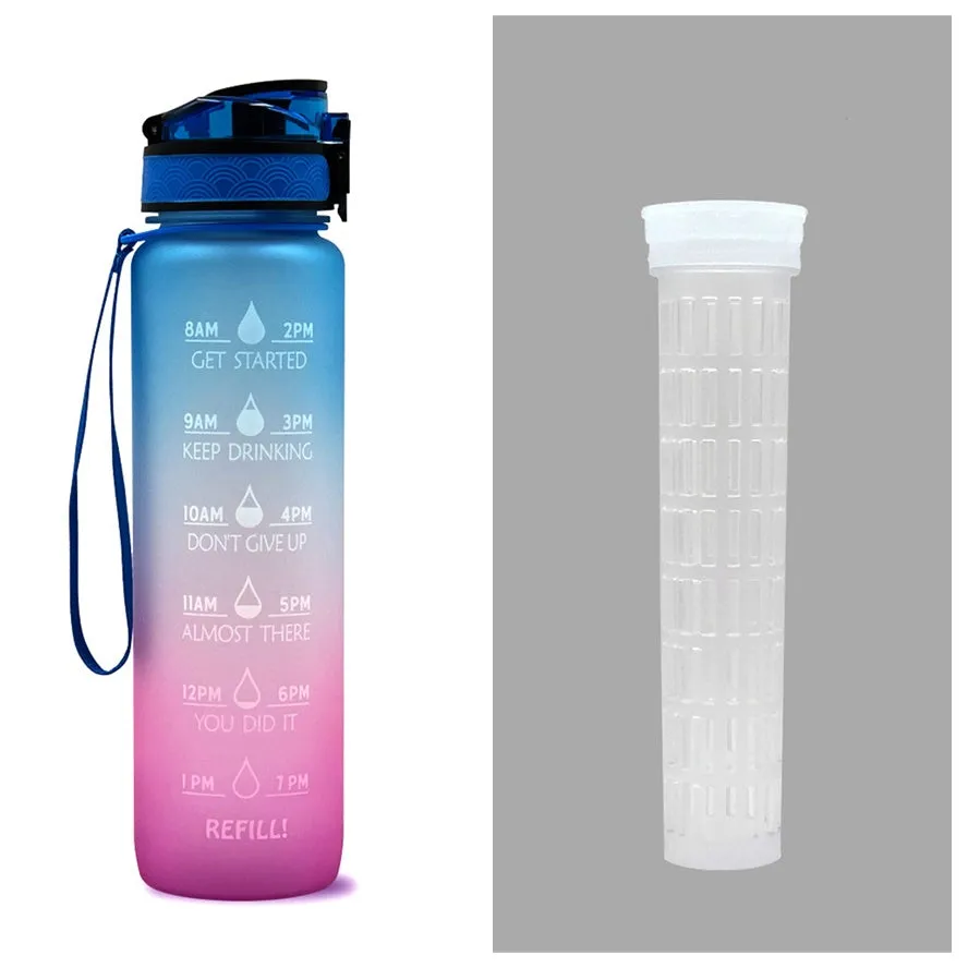 Motivational Tritan Water Bottle – Time Marker & Bounce Cover Sports Bottle