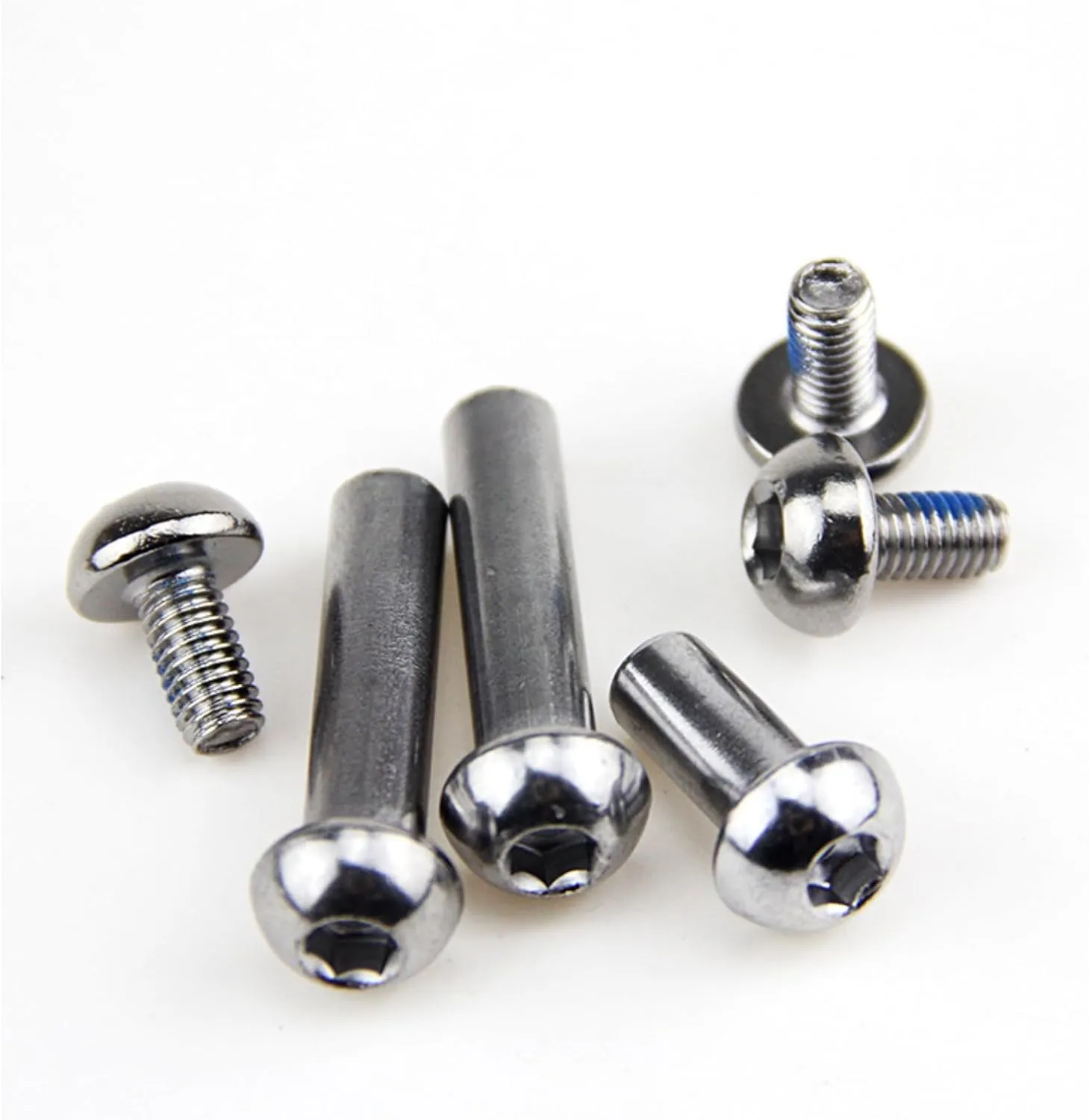 MTB Rear Shock Absorber Screw 25-86mm Full Suspension Mountain Bike Bolts M8 Semi-Round Hexagon Socket Locking Screws 4 Sets(Silver,70MM)