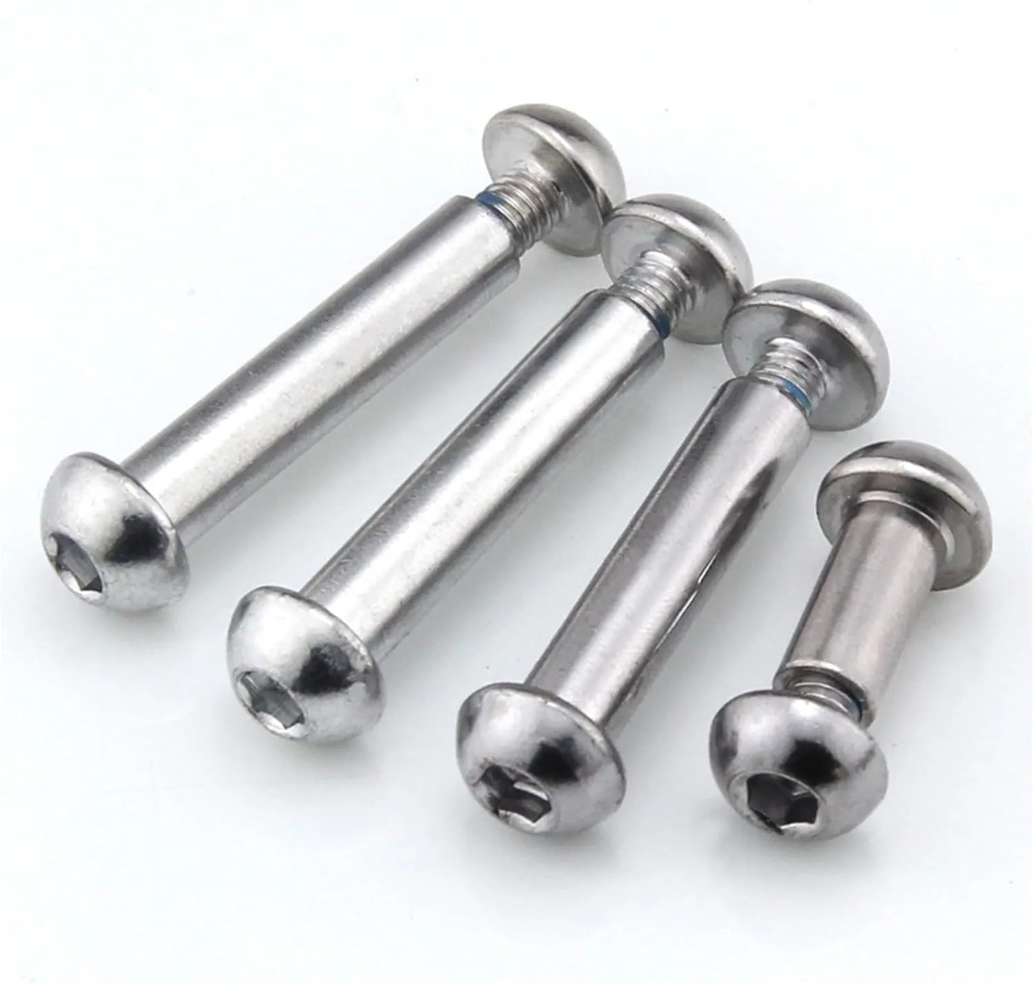 MTB Rear Shock Absorber Screw 25-86mm Full Suspension Mountain Bike Bolts M8 Semi-Round Hexagon Socket Locking Screws 4 Sets(Silver,70MM)