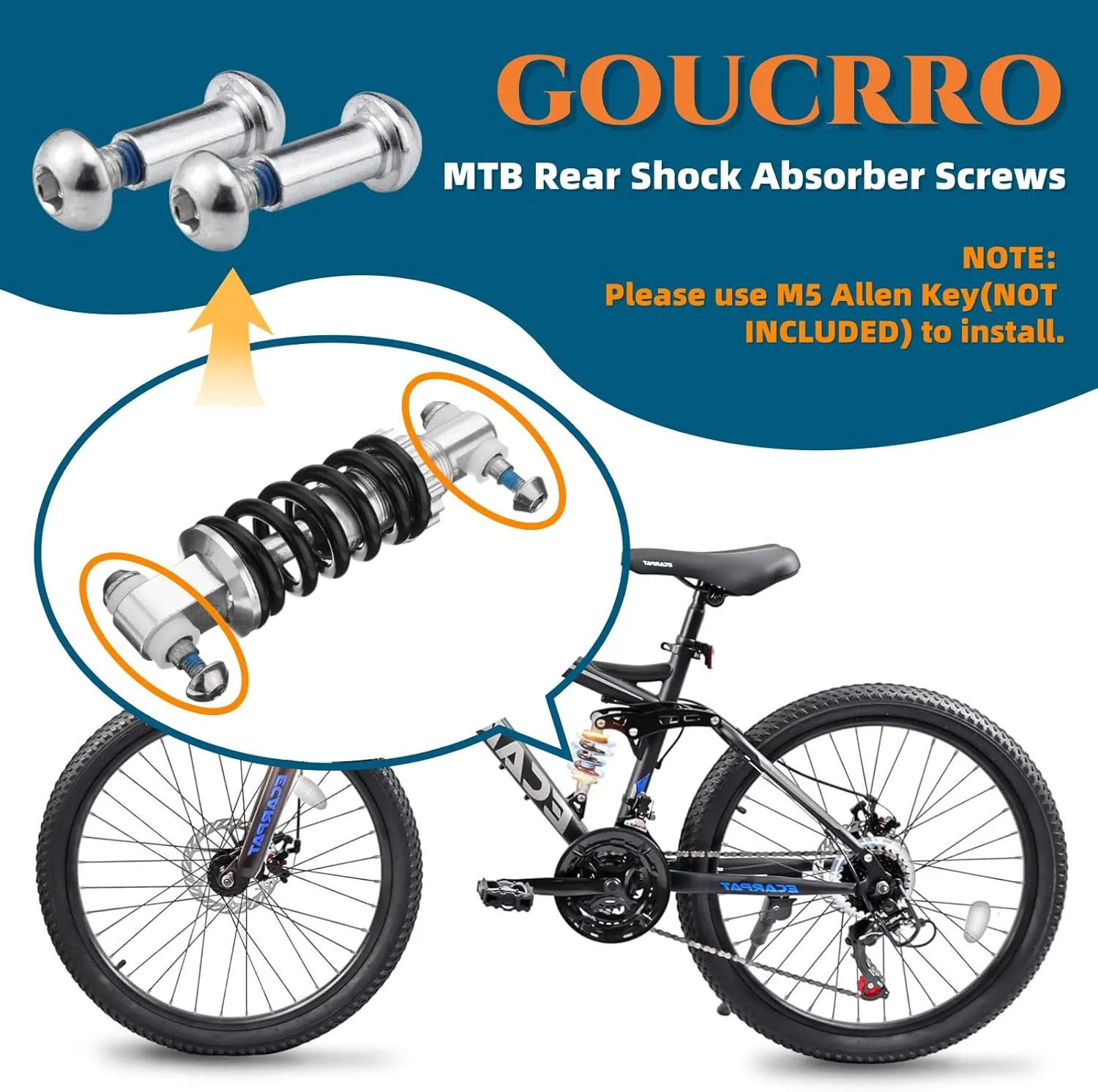 MTB Rear Shock Absorber Screw 25-86mm Full Suspension Mountain Bike Bolts M8 Semi-Round Hexagon Socket Locking Screws 4 Sets(Silver,70MM)