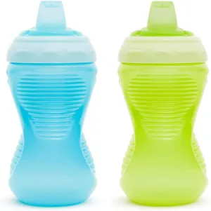 Munchkin Sippy Cups, 10oz Mighty Grip Spill Proof Toddler Cups for 6 Month Old - EZ to Hold Contoured Design, Soft Silicone Spout, Top Rack Dishwasher & Freezer Safe, BPA Free, Kids Cup (Blue/Green)