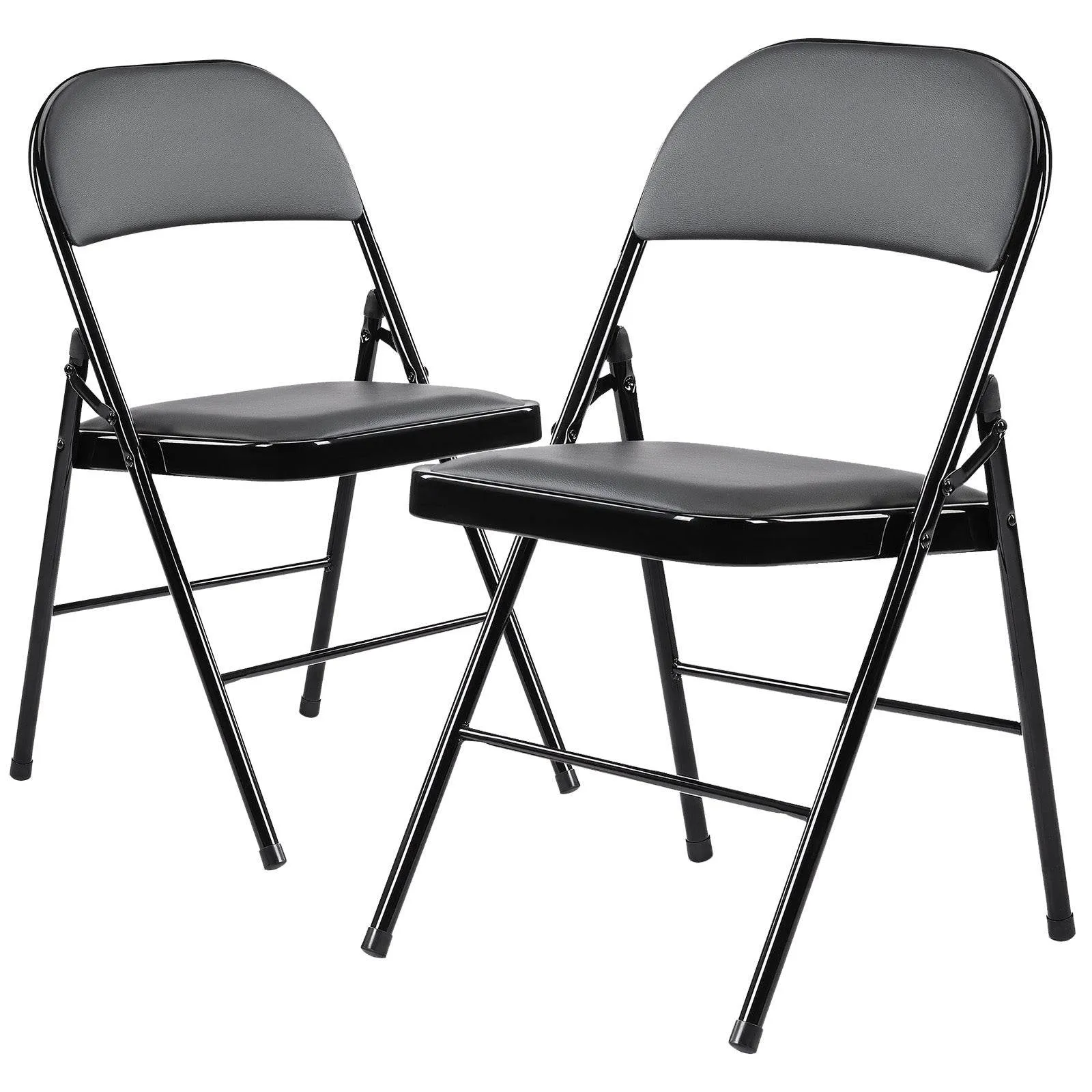 MyDepot Folding Chair Comfortable Leather Cushions Sturdy Metal Easy to Use and Store Suitable for Indoor and Outdoor, Home, Office, Party