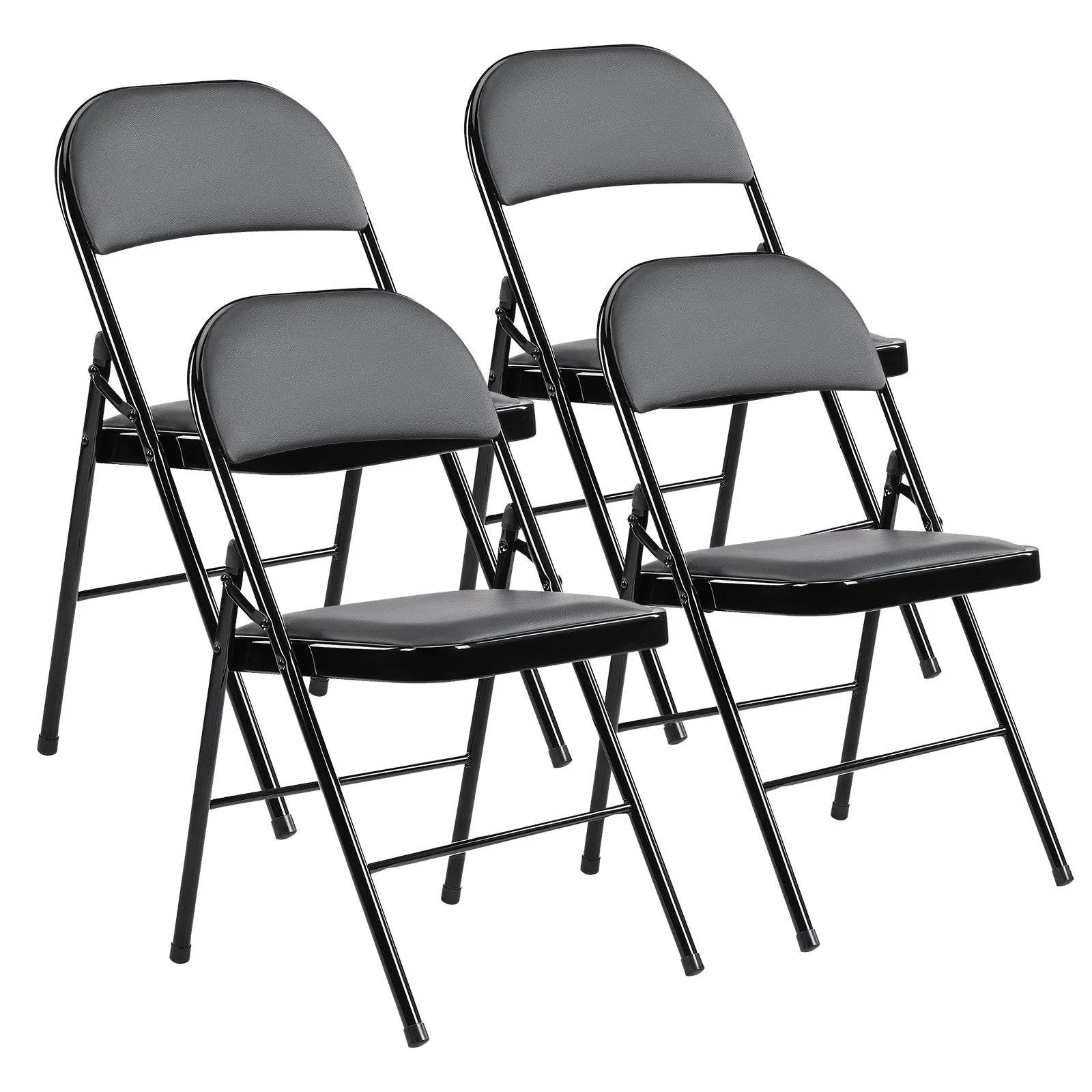 MyDepot Folding Chair Comfortable Leather Cushions Sturdy Metal Easy to Use and Store Suitable for Indoor and Outdoor, Home, Office, Party