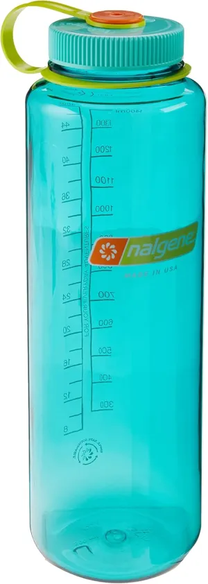 Nalgene Sustain Tritan BPA-Free Water Bottle Made with Material Derived from 50% Plastic Waste (using ISCC certified mass balance), 48 OZ, Wide Mouth, Cerulean