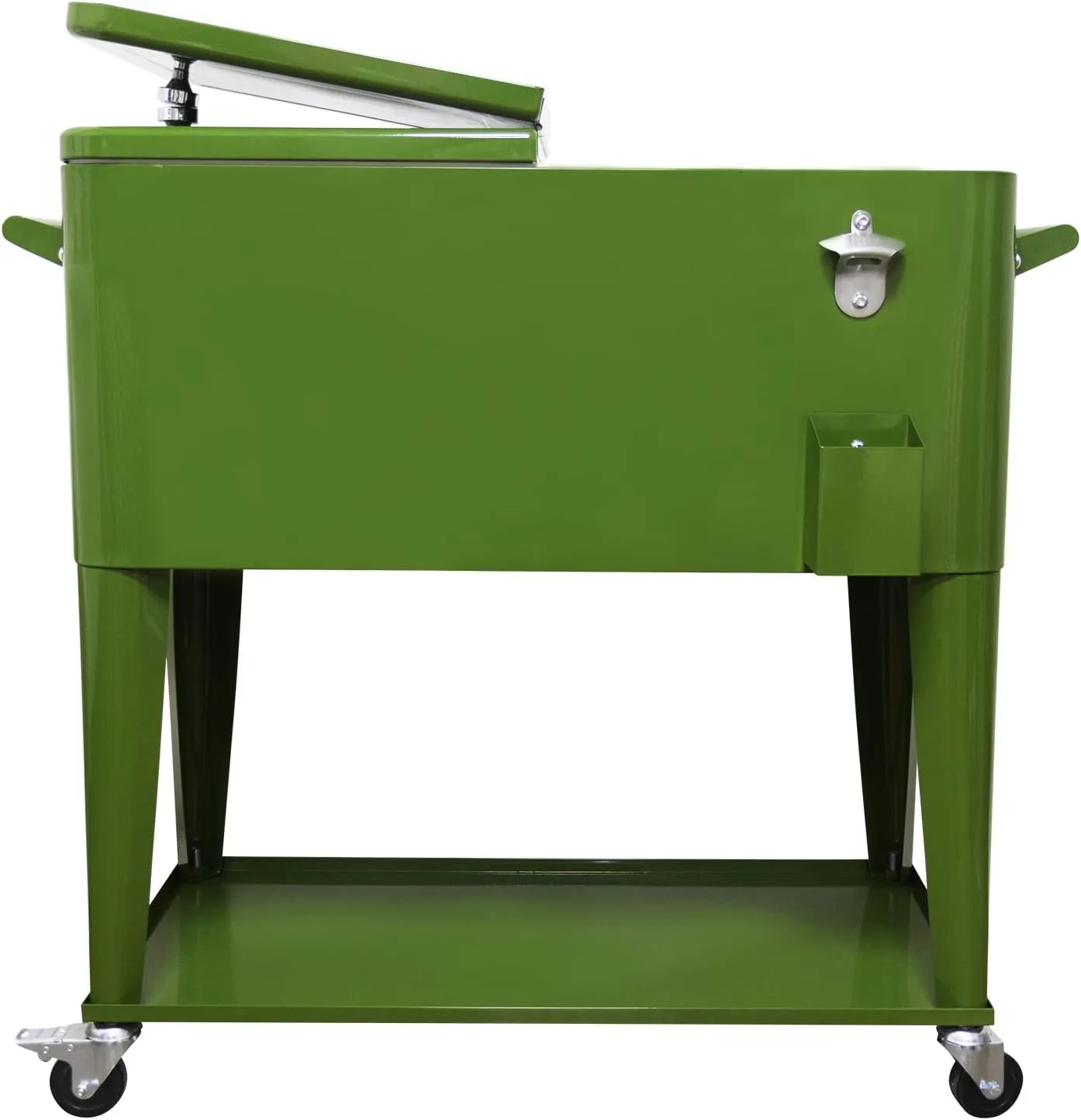 Nattork Portable Rolling Cooler Cart 80 Quart Cooler cart, Ice Chest Cart Trolley Rolling Cart Cooler with Wheels Outdoor Beverage Cooler for Patio Ice Chest with Shelf, Water Pipe and Bottle Opener