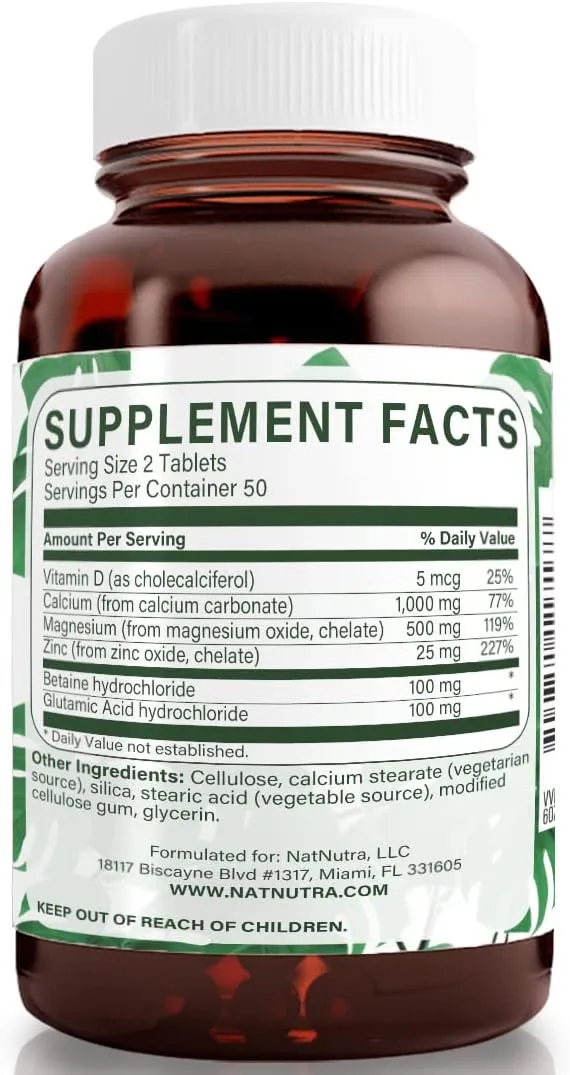 Natural Nutra Calcium Magnesium Zinc (Cal-Mag Zinc) Supplement with Vitamin D3 for Bone Strength, Helps Improve Digestion, Health Gluten Free and Sugar Free, Essential Mineral Complex (100 Count)