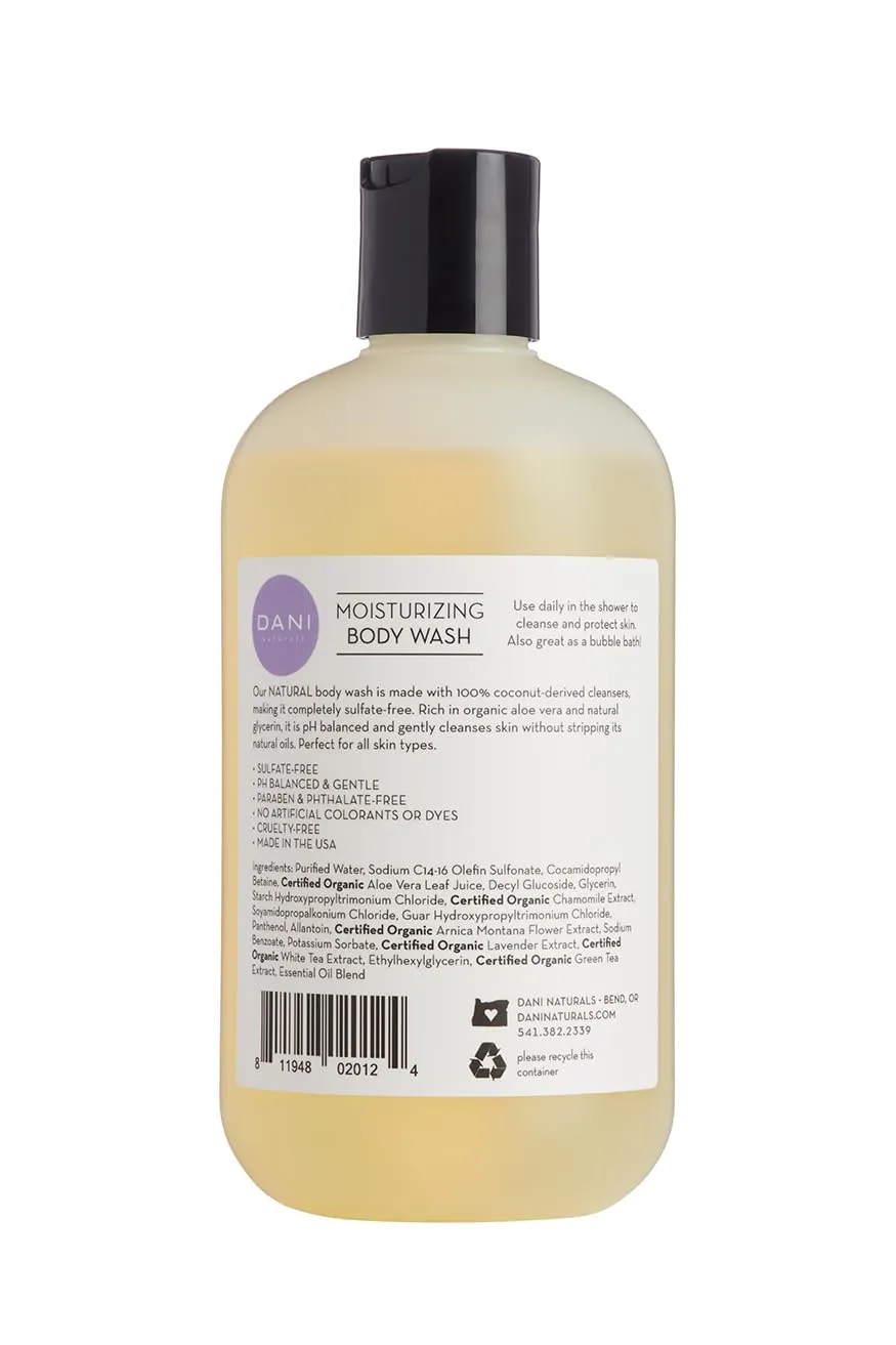 Naturals Moisturizing Body Wash - Calming Lemongrass Lavender Scent with Organic Aloe Vera & Natural Glycerin - Paraben, Sulfate, & Phthalate-Free Shower Gel - 12 oz Bottle, Vegan & Cruelty-Free