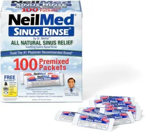 NeilMed Sinus Rinse All Natural Relief Premixed Refill Packets 100 Count (Pack of 1)