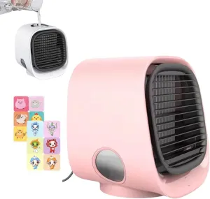 New LEFORUP Oribreeze Air Conditioning, Oribreeze Portable Air Conditioner, Oribreeze Air Cooler Fan, Ori Breeze Fan for Room with Night Light Cooling Fan (Pink)