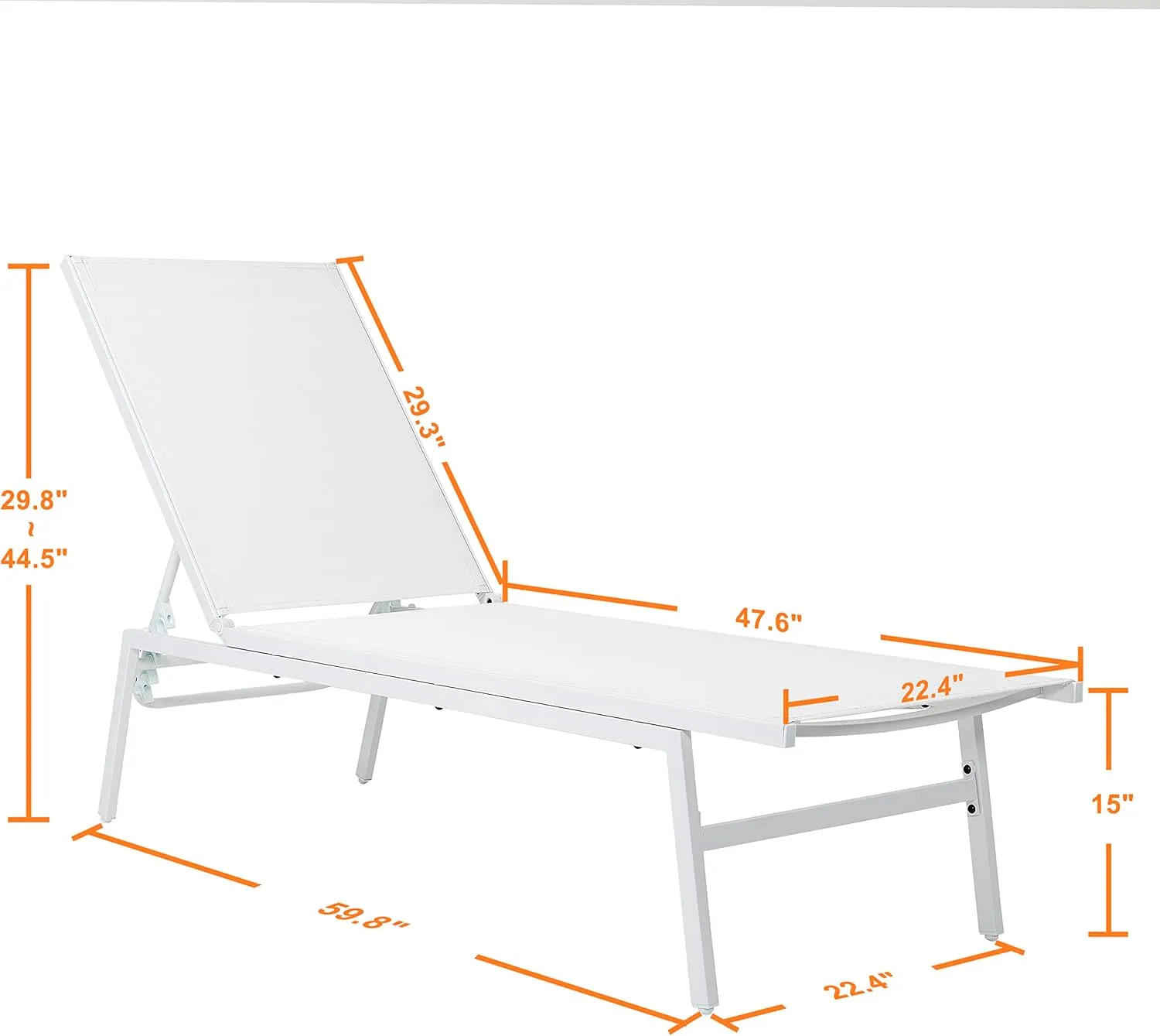 NUU GARDEN Outdoor Patio Chair, Patio Dining Chair with Ottoman, All-Weather Textilene Chair with Metal Frame, Outdoor Portable Chairs for Patio, Backyard, Deck, Brown