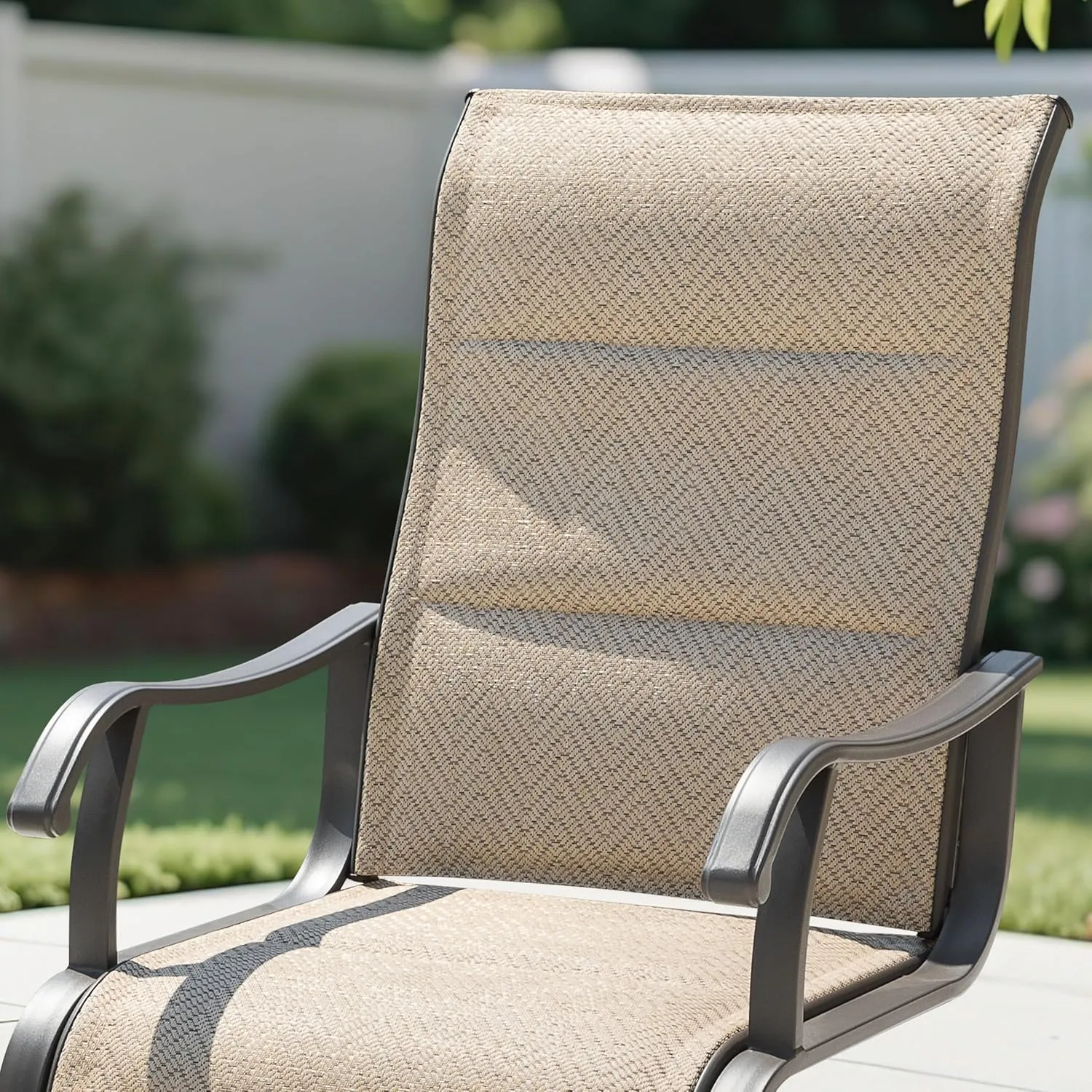 NUU GARDEN Patio Dining Chair Set of 2, Comfortable Outdoor Dining Chairs for Indoors and Outdoors, Breathable Textilene Outdoor Chairs for Backyard Deck, Beige