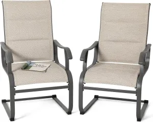 NUU GARDEN Patio Dining Chair Set of 2, Comfortable Outdoor Dining Chairs for Indoors and Outdoors, Breathable Textilene Outdoor Chairs for Backyard Deck, Beige