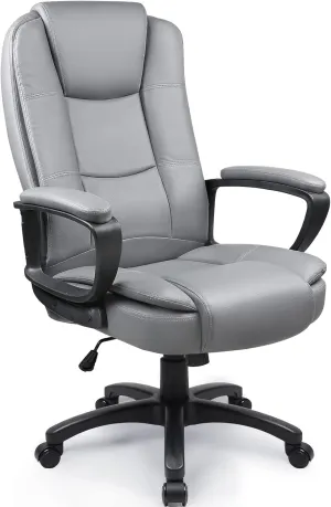 OFIKA Home Office Chair, 400LBS Big and Tall Chair Heavy Duty Design, Ergonomic High Back Cushion Lumbar Back Support, Computer Desk Chair, Adjustable Executive Leather Chair with Armrest (Grey)