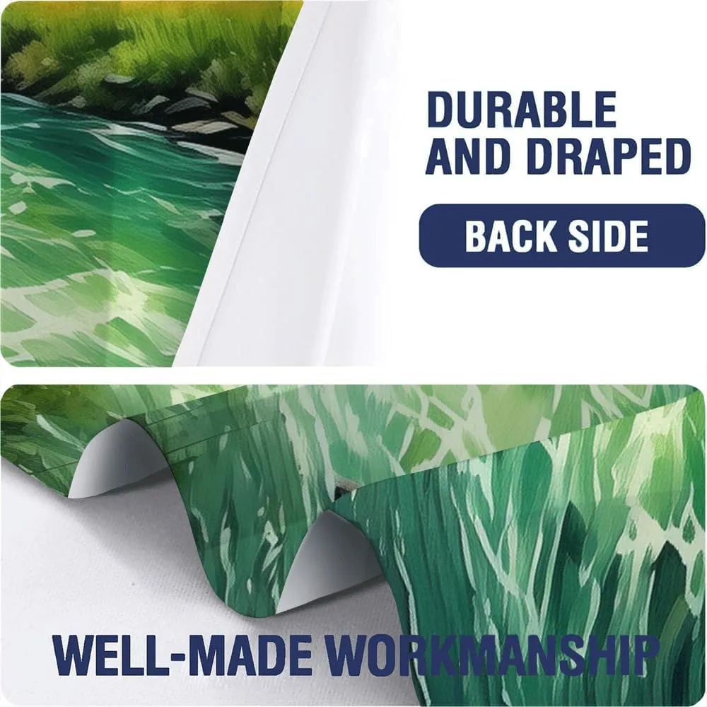 Oil Painting Mountains 3D Printed Darkening Drapes 63"Length 2 Panels, Rivers Forests Grommet Blackout Curtains for Child Room, Jungle Streams Thermal Insulated Curtain for Bedroom Living Room Windows