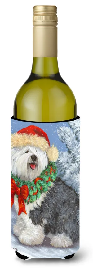 Old English Sheepdog Christmas Wine Bottle Hugger PPP3117LITERK