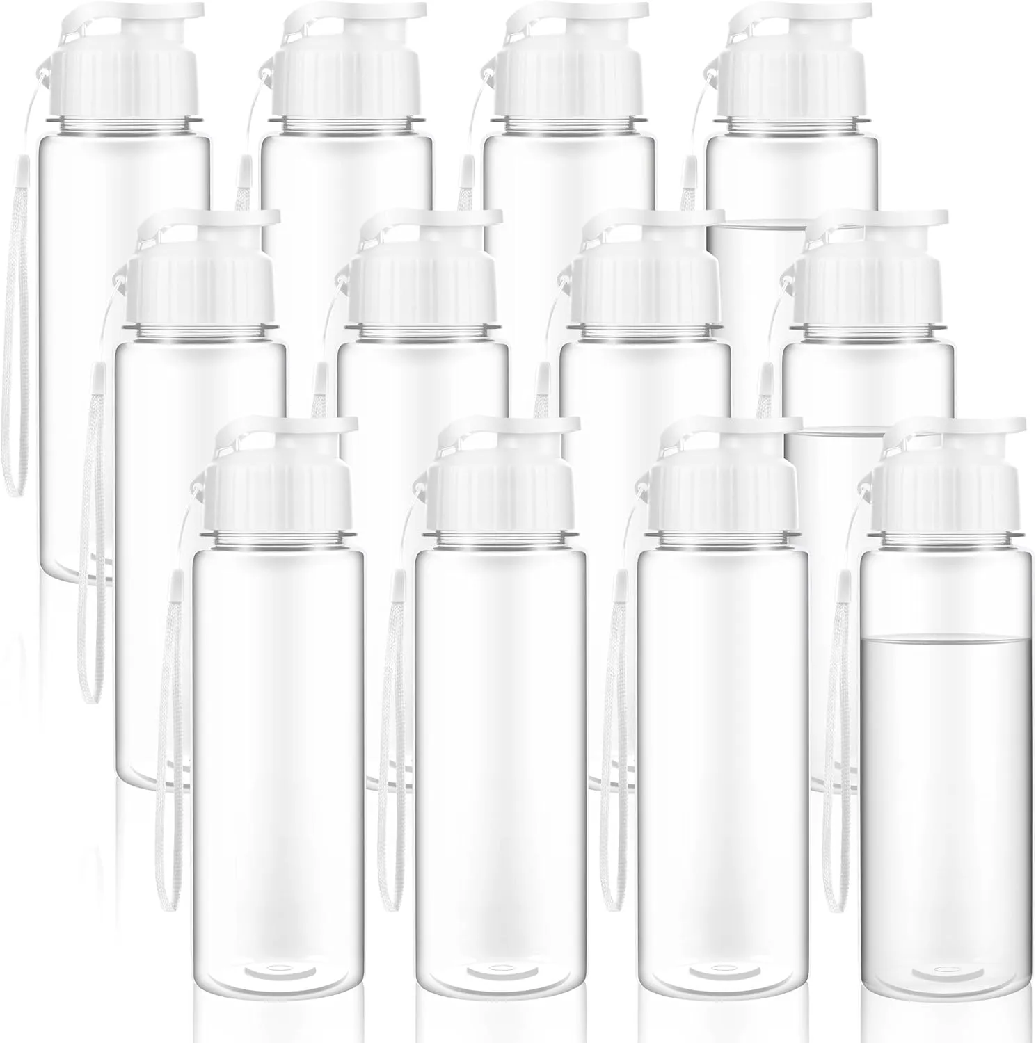 Olgaa 12 Pack Water Bottles Bulk 17 oz End of the Year Gifts for Students Kids from Teacher Reusable Leak Portable Plastic Sports Summer Drink Water Bottles with Handle Strap for Cycling Camping
