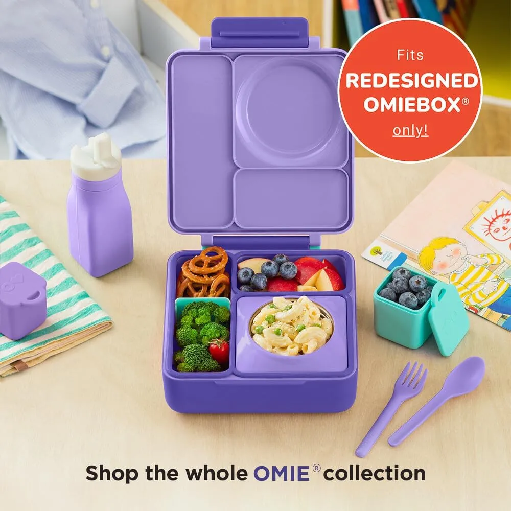 Omie OmieBox Reusable Silicone Water Bottle - 8.7 oz, Straw Top, BPA-Free & Phthalate-Free, Leak-Proof (Purple)